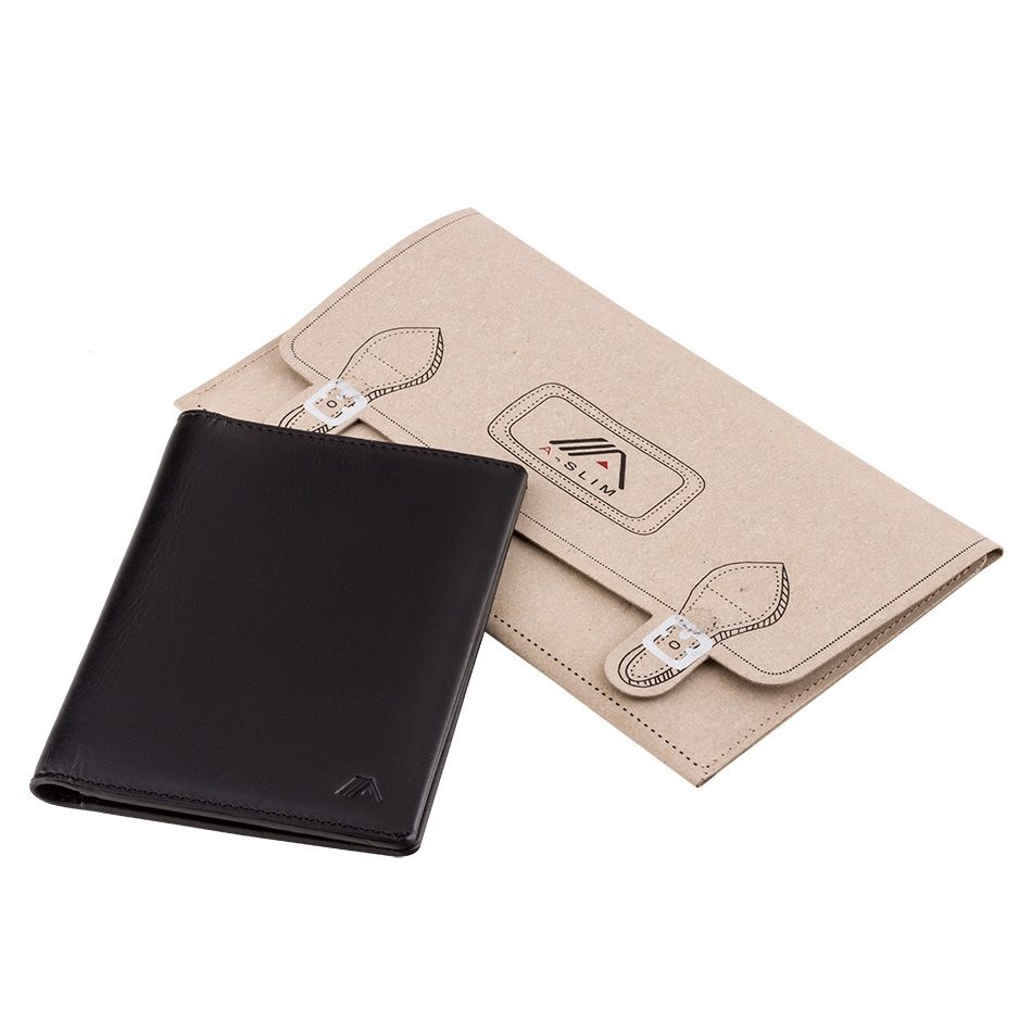 A-SLIM Leather Passport Holder Hoshi - Black